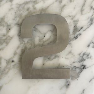 NEW Modern Stainless Steel House Number '2'